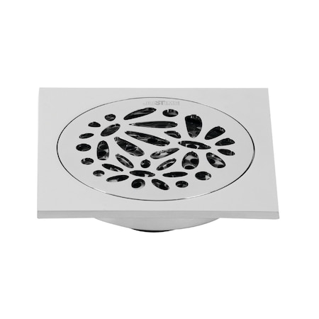 Kingston Brass BSF6360C Watercourse Floral 4" Square Grid Shower Drain, Chrome BSF6360C